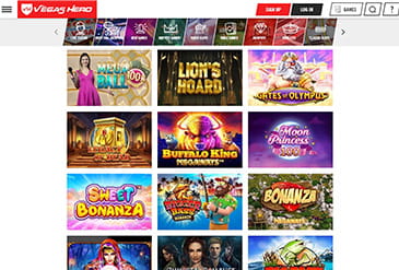 A slection of games from Vegas Hero