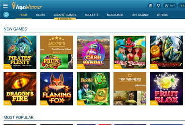 Selection of new casino games offered at VegasWinner.