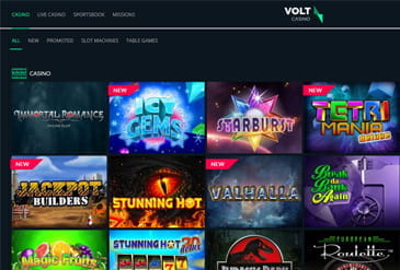 The Game selection of Volt Casino