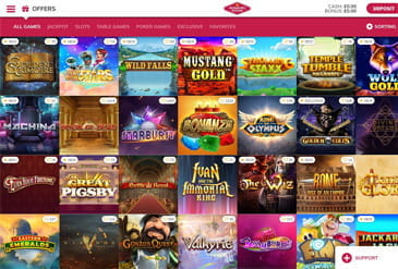 Large selection of games at WinningRoom Casino.