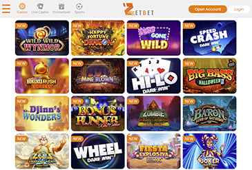 The homepage of ZetBet