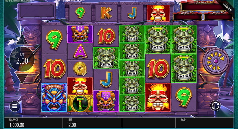 The Tiki Treasures Megaways demo game.
