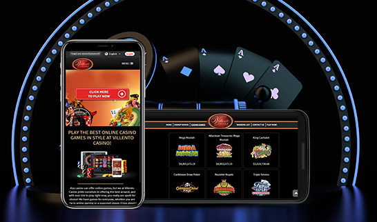 Villento casino games on smartphone and tablet devices.