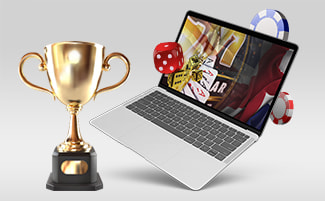 A trophy and a laptop and a smartphone