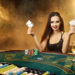 Young Woman Playing Poker