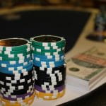 A Poker Table with Poker Chips