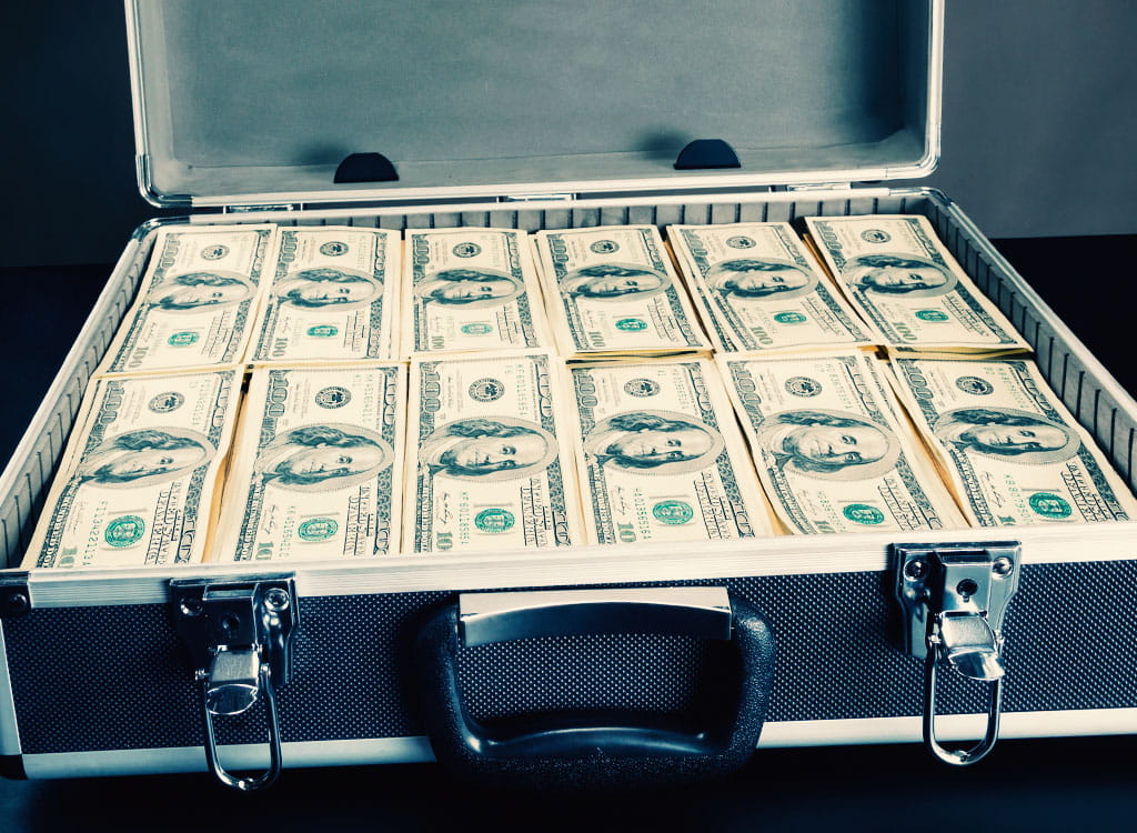 A Suitcase Full of Dollar Banknotes 
