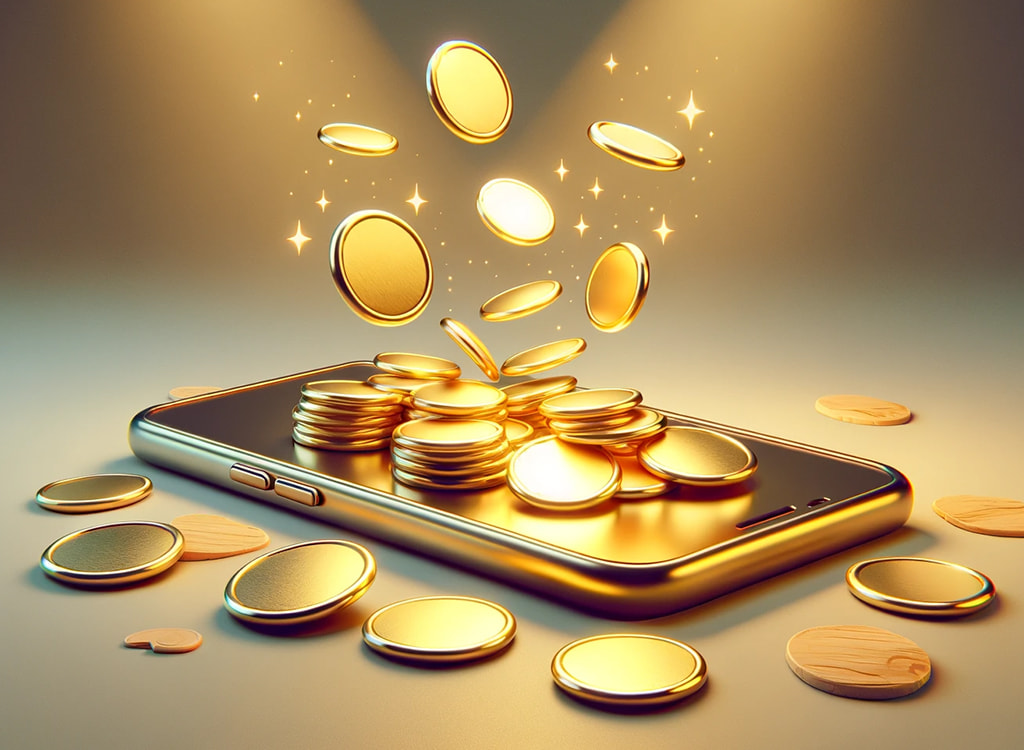 Coins coming out of smartphone
